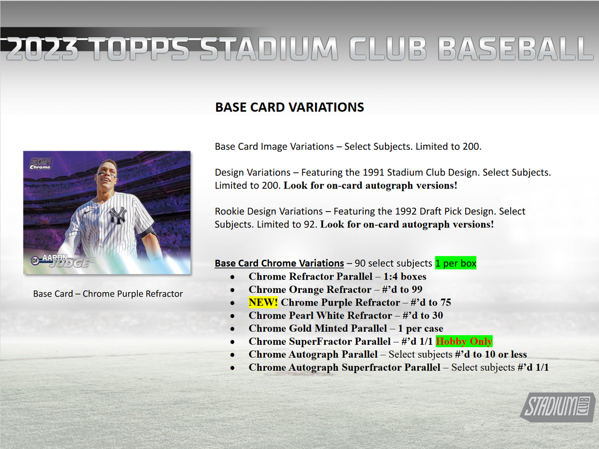 2023 Topps Stadium Club Baseball Hobby 16 Box Case