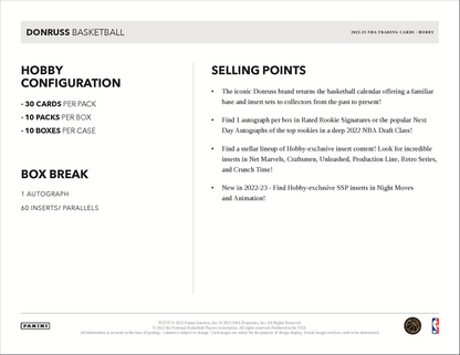 2022-23 Panini Donruss Basketball Hobby 10 Box Case