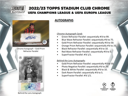 2022-23 Topps UEFA Club Competitions Stadium Club Chrome Soccer Hobby 12 Box Case