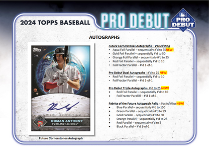 2024 Topps Pro Debut Baseball Jumbo 8 Box Case