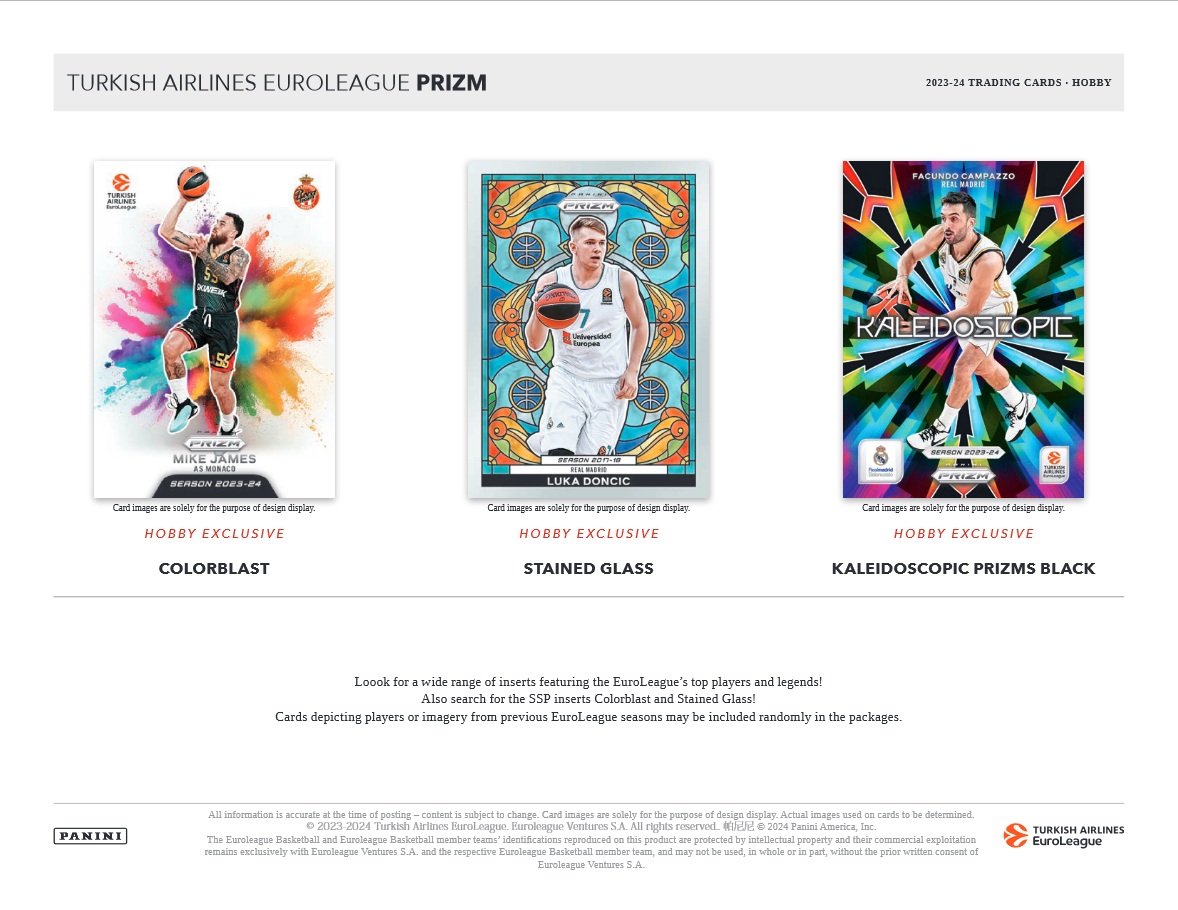 2023-24 Panini Prizm Euro league Basketball Hobby 10 Box Case