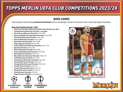 2023-24 Topps UEFA Club Competitions Merlin Chrome Soccer Hobby 12 Box Case
